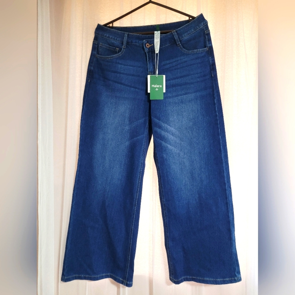 HALARA Women's Flare & Wide Leg Jeans - Dark Blue